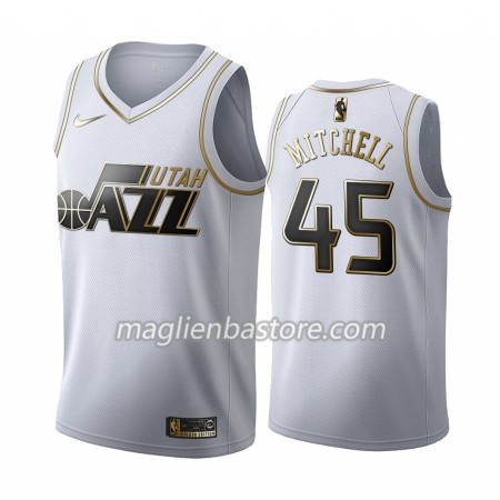 Maglia NBA Utah Jazz Donovan Mitchell 45 Nike 2019-20 Bianco Golden Edition Swingman - Uomo